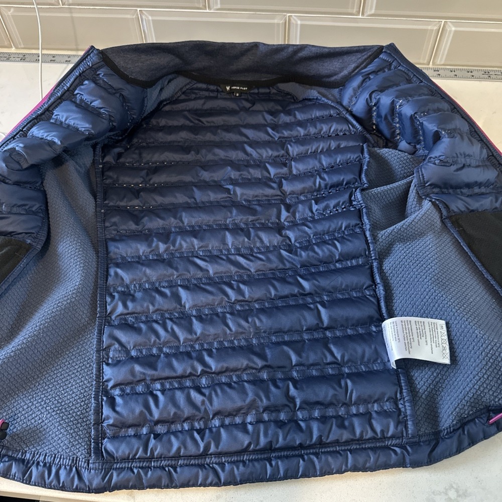 Horse Pilot Women's Storm Jacket‎ Size Small Navy With Pink Zipper Down Blend - Picture 10 of 13